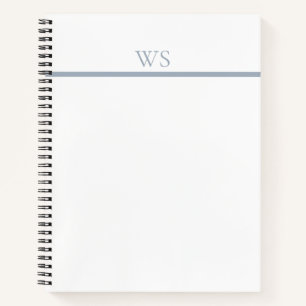 Dusty Blue Bar Monogram Personalized Notebook