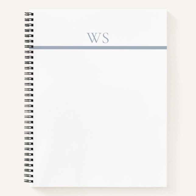Dusty Blue Bar Monogram Personalized Notebook (Front)