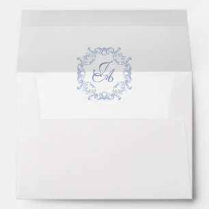 Dusty Blue Baroque Wedding Envelope
