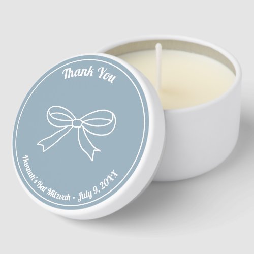 Dusty Blue Bat Mitzvah Favor Candles Coquette Bow