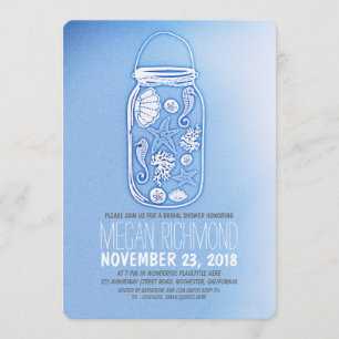 Dusty Blue Beach Bridal Shower Invitations