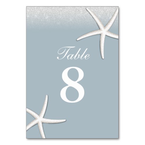 Dusty Blue Beach Starfish Wedding Table Numbers