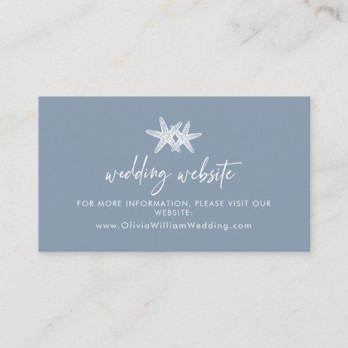 Dusty Blue Beach Starfish Wedding Website Enclosure Card