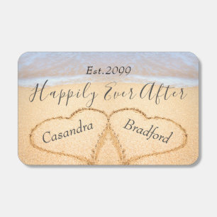 Dusty Blue Beach Wedding 2 Hearts in Sand Matchboxes