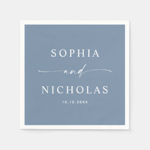 Dusty Blue Beach Wedding Modern Coastal Bar Napkins
