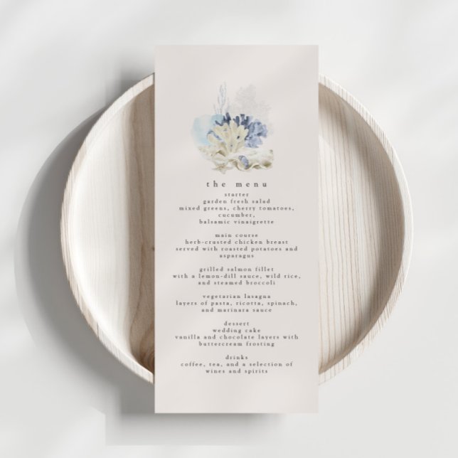 Dusty Blue Beach Wedding Reception Dinner Menu (Creator Uploaded)