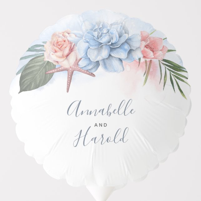 Dusty Blue Beach Wedding | Seaside Party Balloon (Front)