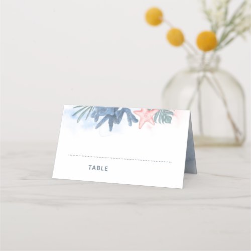 Dusty Blue Beach Wedding  Special Party Place Card