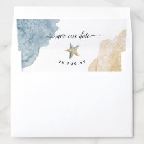 Dusty Blue Beach Wedding Watercolor Save Our Date Envelope Liner