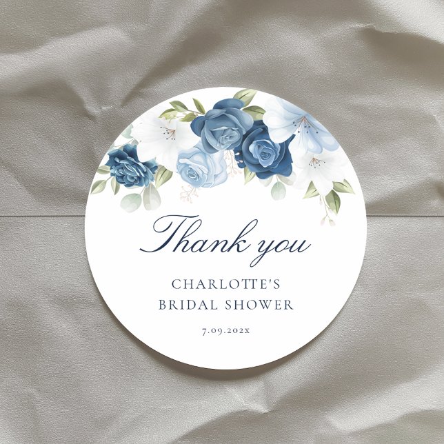 Dusty Blue Before I Do Floral Bridal Shower Classic Round Sticker (Dusty Blue Before I Do Floral Bridal Shower Classic Round Sticker)