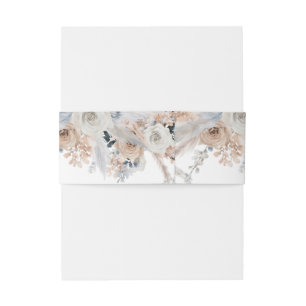 Dusty Blue Beige Boho Floral Wedding Belly Band V1