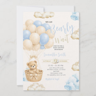 Dusty Blue Beige Gender Neutral Baby Shower Invite