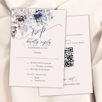 Dusty Blue Beige Wedding Rsvp Elegant Floral by 17Minutes at Zazzle
