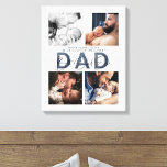 Dusty Blue Best Dad Ever 4 Photo 1st Father's Day Canvas Print<br><div class="desc">A beautiful gift for dad, this custom printed wrapped canvas typography wall art celebrates dad's first Father's Day, in modern hand lettered script typography, and is personalized with 4 square Instagram photos. Perfect for home or office, this gift is sure to become a treasured heirloom. Use the design tool to...</div>