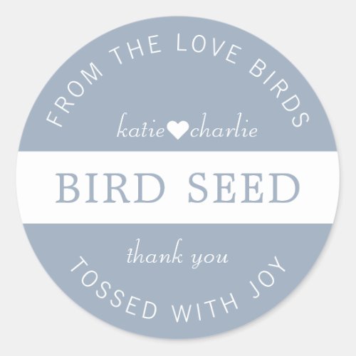 Dusty Blue Bird Seed Toss Wedding Favors Classic Round Sticker