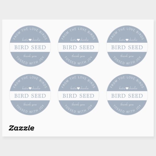 Dusty Blue Bird Seed Toss Wedding Favors Classic Round Sticker Zazzle