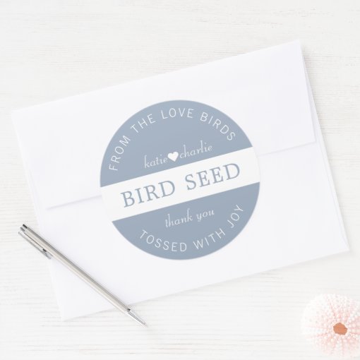 Dusty Blue Bird Seed Toss Wedding Favors Classic Round Sticker Zazzle