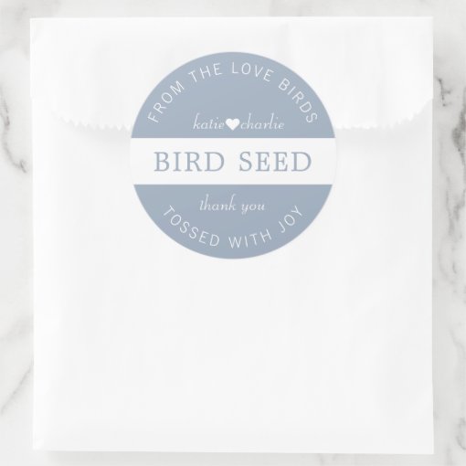 Dusty Blue Bird Seed Toss Wedding Favors Classic Round Sticker Zazzle
