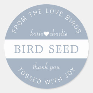 Dusty Blue Bird Seed Toss Wedding Favors Classic Round Sticker