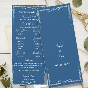 Dusty Blue Black Tie Wedding Ceremony Program