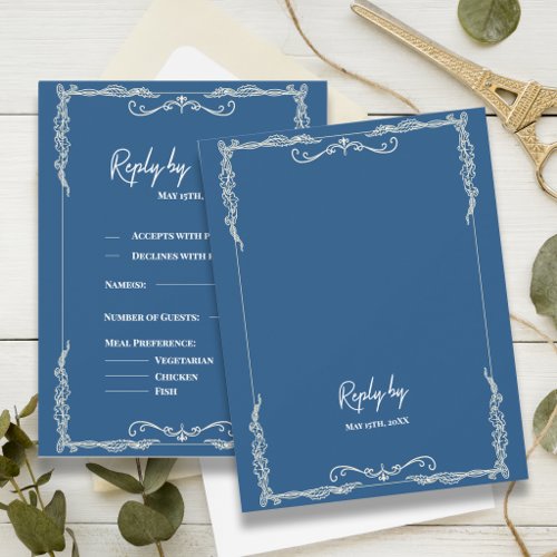 Dusty Blue Black Tie Wedding Response  Reply By
