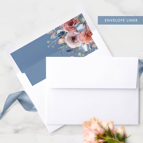 Dusty Blue Blissful Floral Envelope Liner