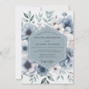 Dusty Blue Bloom Enchantment Wedding Invitation