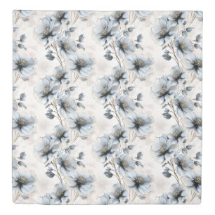 Dusty Blue Bloom Floral Duvet Cover – Elegant