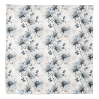 Dusty Blue Bloom Floral Duvet Cover – Elegant