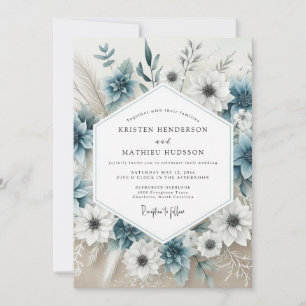 Dusty Blue Bloom Wedding Invitation