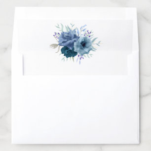 Dusty Blue Blooms Wedding Invitation Envelope Liner