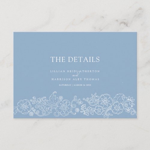 Dusty blue blossom butterflies wedding details  enclosure card