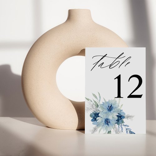 Dusty Blue  Blue Boho Floral Table Number