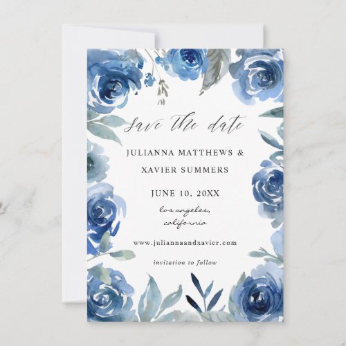 Dusty Blue  Blue Floral Save The Date