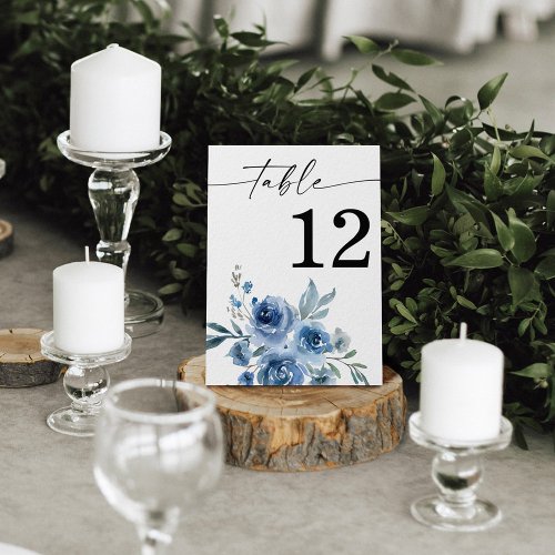 Dusty Blue  Blue Floral Table Number