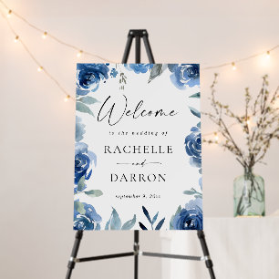 Dusty Blue & Blue Floral Welcome Foam Board