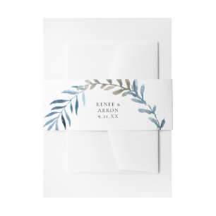 Dusty Blue & Blue Greenery 4 Invitation Belly Band