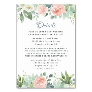 Dusty Blue Blush Floral Wedding Enclosure Cards