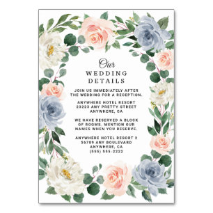 Dusty Blue Blush Peach Wedding Enclosure Cards