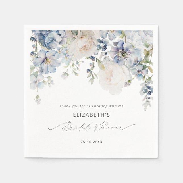Dusty Blue & Blush Pink Bridal Shower Napkins (Front)
