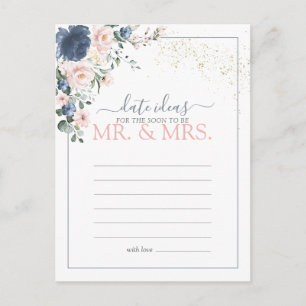 Dusty Blue Blush Pink Date Ideas Postcard