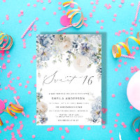 Dusty Blue & Blush Pink Floral Sweet 16 Birthday