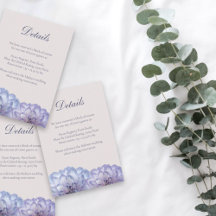 Dusty Blue Blush Pink Floral Wedding Detail Card