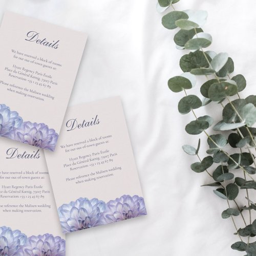 Dusty Blue Blush Pink Floral Wedding Detail Card