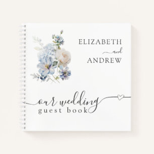 Dusty Blue & Blush Pink Floral Wedding Guest Book
