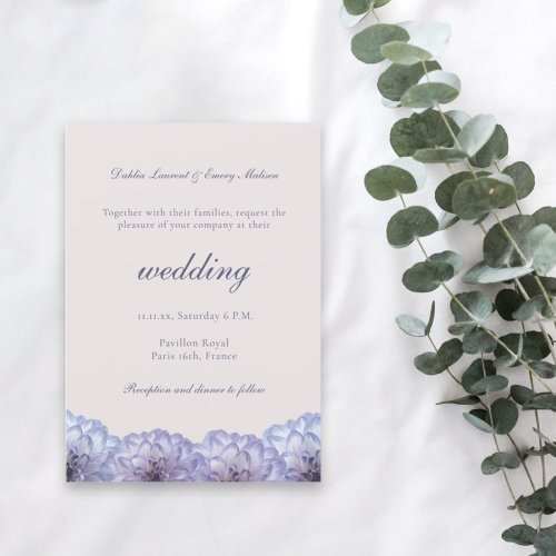 Dusty Blue Blush Pink Floral Wedding Invitation