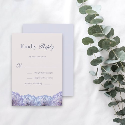 Dusty Blue Blush Pink Floral Wedding RSVP Invitation