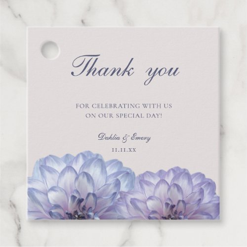Dusty Blue Blush Pink Floral Wedding Thank You  Favor Tags