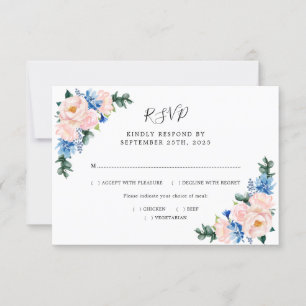 Dusty Blue Blush Pink Geometric Wedding Meals RSVP Card