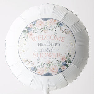 Dusty Blue Blush Pink Gold Bridal Shower Welcome Balloon